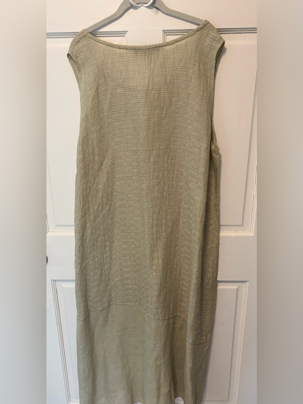 Flax 100% linen light green sleeveless lightweight lagenlook midi dress 1g 1x - Picture 6 of 6